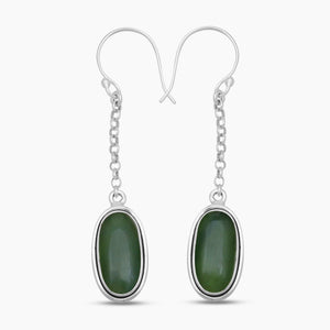925 Silver Nephrite Jade Earrings