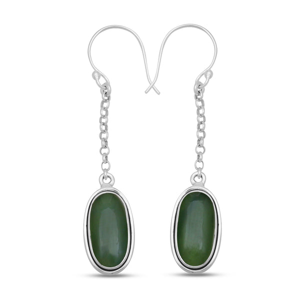 925 Silver Nephrite Jade Earrings