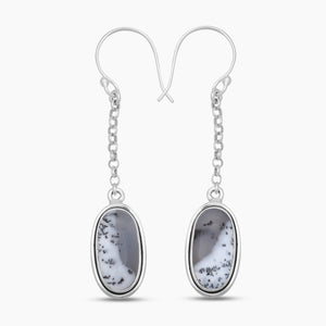 Dendritic Opal Silver Earrings