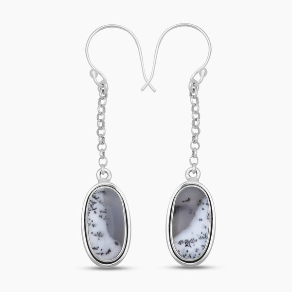 Dendritic Opal Silver Earrings