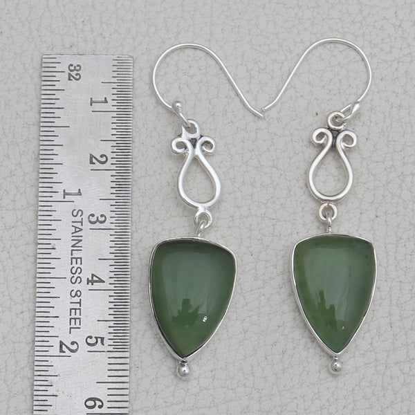 925 Sterling Silver Nephrite Jade Earrings