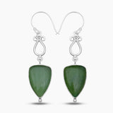 925 Sterling Silver Nephrite Jade Earrings