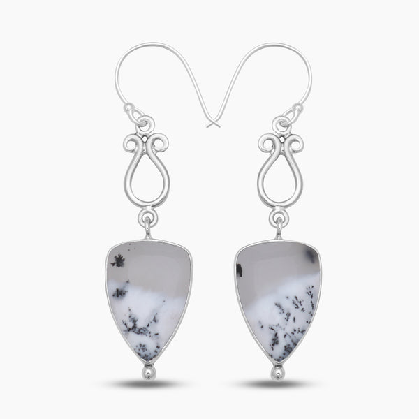 925 Sterling Silver Dendritic Opal Earrings