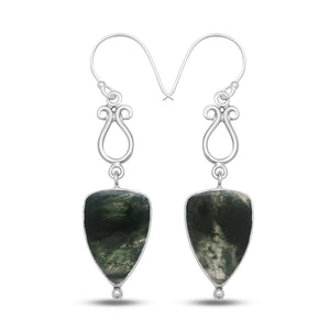 925 Sterling Silver Moss Agate Earrings