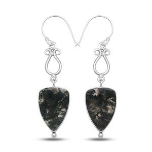 925 Sterling Silver Moss Agate Earrings