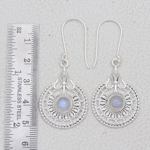 Rainbow Moonstone Silver Earrings
