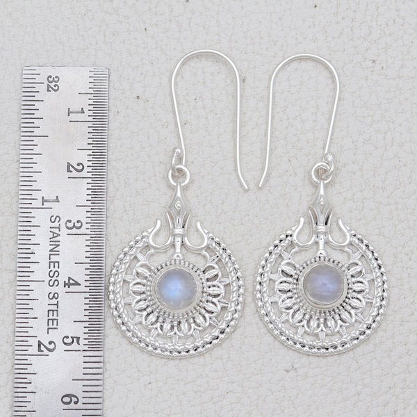 Rainbow Moonstone Silver Earrings