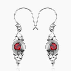 Garnet Silver Earrings