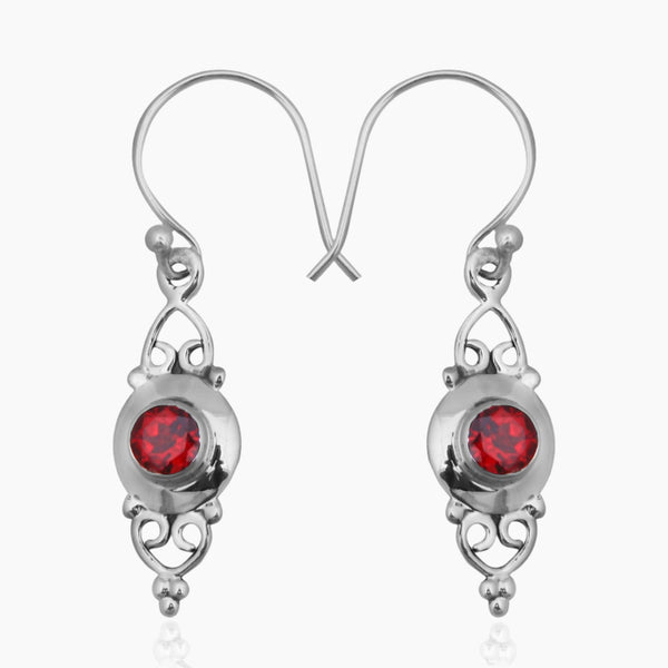 Garnet Silver Earrings