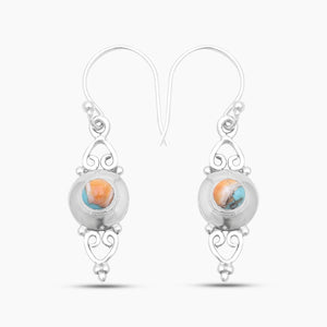 Turquoise Spiny Oyster Silver Earrings