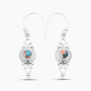 Turquoise Spiny Oyster Silver Earrings