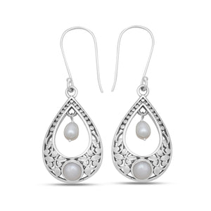 925 Sterling Silver Pearl Ring & Earrings Set