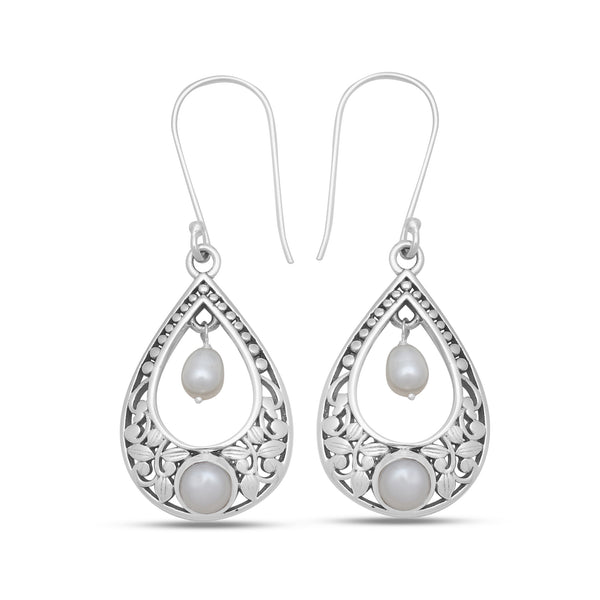 925 Sterling Silver Pearl Ring & Earrings Set