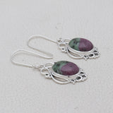 925 Silver Ruby Zoisite Ring & Earrings Set