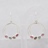 Multi Tourmaline Silver Earrings