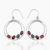 Multi Tourmaline Silver Earrings