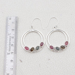 Multi Tourmaline Silver Earrings