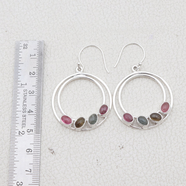 Multi Tourmaline Silver Earrings