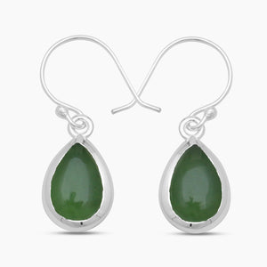 925 Silver Nephrite Jade Earrings