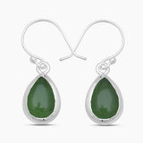 925 Silver Nephrite Jade Earrings