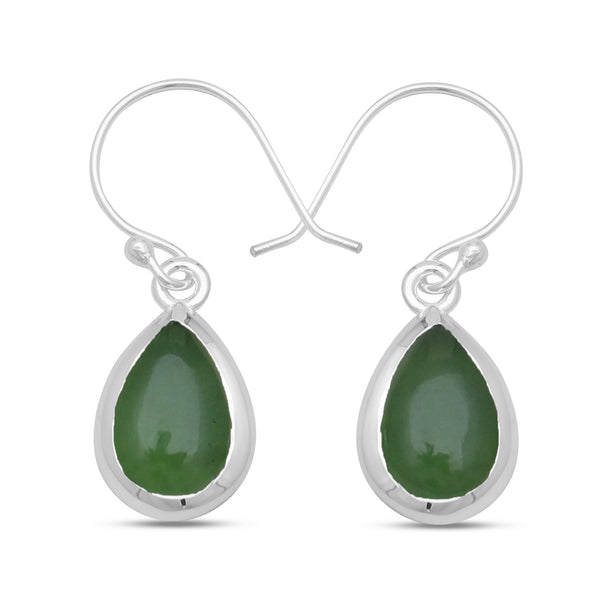 925 Silver Nephrite Jade Earrings