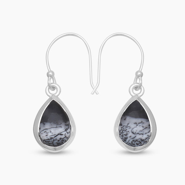 925 Silver Dendritic Opal Earrings