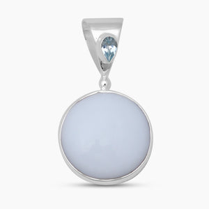 White Opal & Blue Topaz Silver Pendants