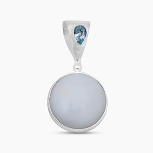 White Opal & Blue Topaz Silver Pendants
