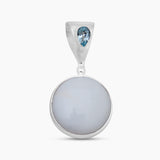 White Opal & Blue Topaz Silver Pendants