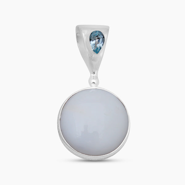 White Opal & Blue Topaz Silver Pendants