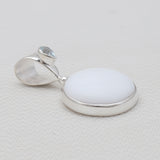 White Opal & Blue Topaz Silver Pendants