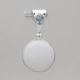 White Opal & Blue Topaz Silver Pendants