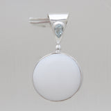 White Opal & Blue Topaz Silver Pendants