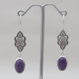 Charoite Silver Designer Women Earrings