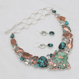 Copper Turquoise Necklace Jewelry Set