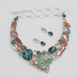 Copper Turquoise Necklace Jewelry Set