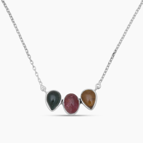 Tourmaline Silver  Minimalist Necklaces