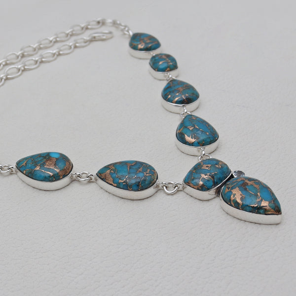 Blue Copper Turquoise Silver Necklaces