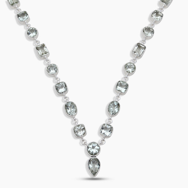 Green Amethyst Silver Necklaces