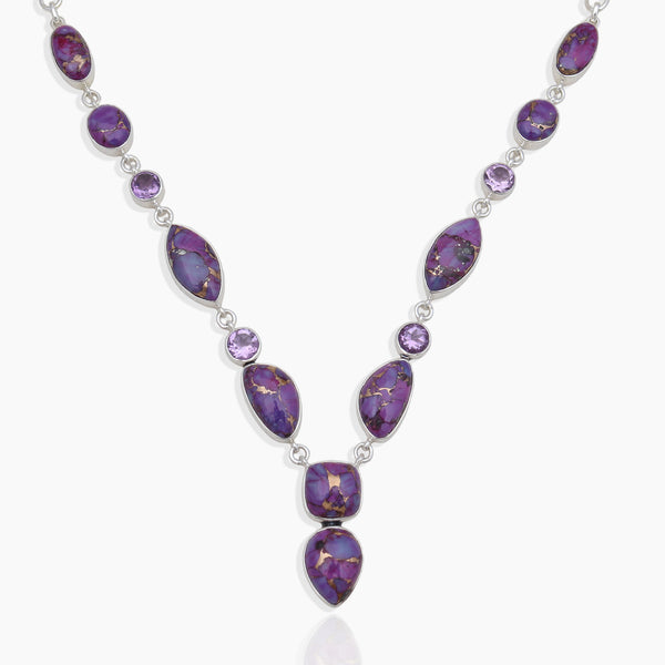 Purple Copper Turquoise & Amethyst Silver Necklaces
