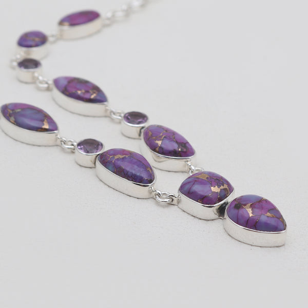 Purple Copper Turquoise & Amethyst Silver Necklaces