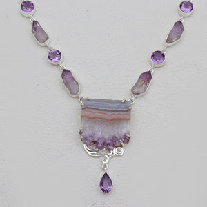Amethyst & Amethyst Slice Silver Necklaces