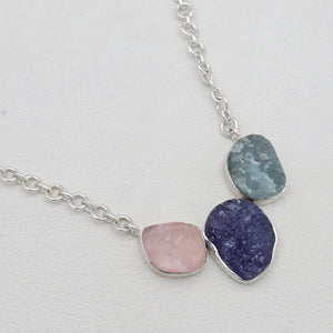 925 Sterling Silver Rough Multistone Necklaces
