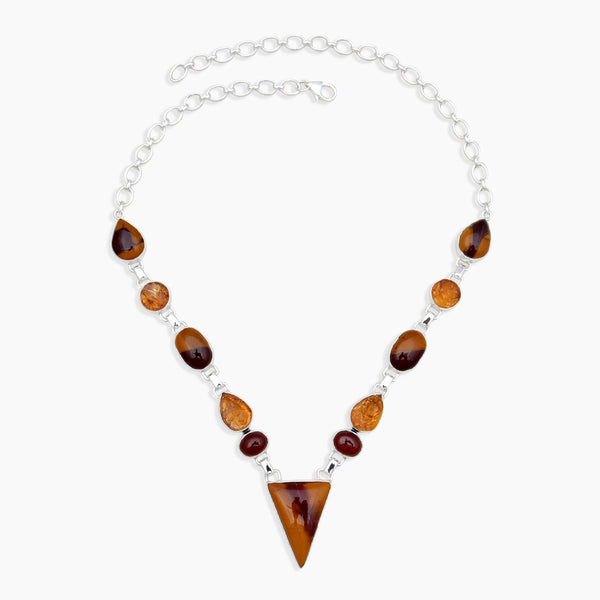 Mookaite & Citrine Silver Necklaces