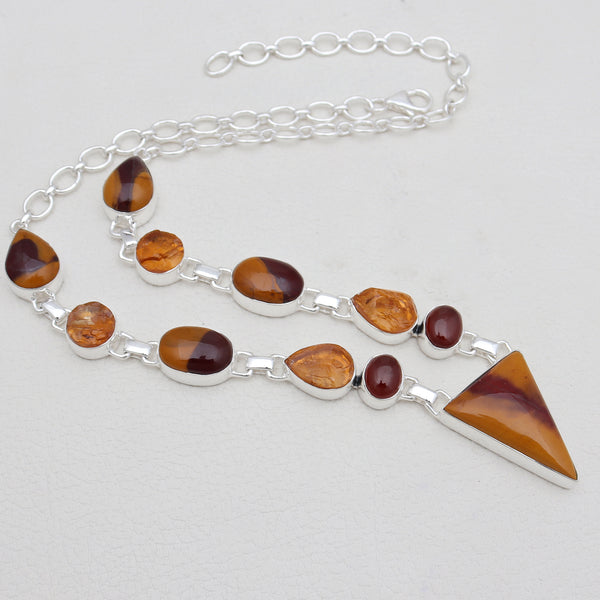 Mookaite & Citrine Silver Necklaces