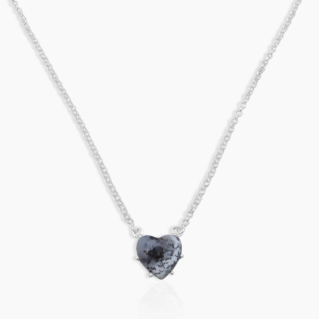 Dendritic Opal Silver Minimalist Necklaces