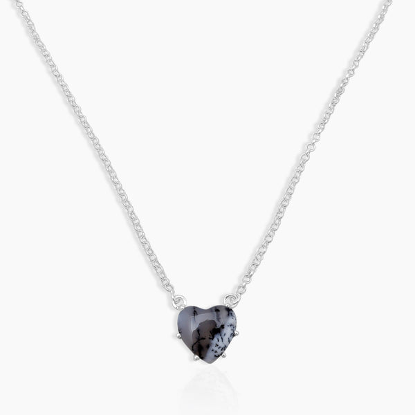 Dendritic Opal Silver Minimalist Necklaces