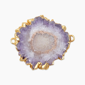 Amethyst Stalactite Gold Electroplated Double Loop Pendants