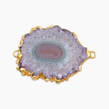 Amethyst Stalactite Gold Electroplated Double Loop Pendants
