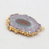 Amethyst Stalactite Gold Electroplated Double Loop Pendants